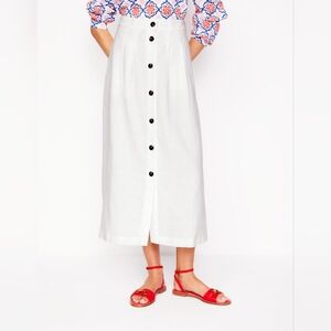 NWT Thomasina Linen Midi Skirt Size 2 Long In White
